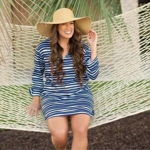 Women’s navy and white striped coverup/dress. Brand new!